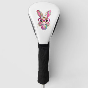 Happy Easter Bunny Coquette Bow Brushstroke Easter Golf Head Cover