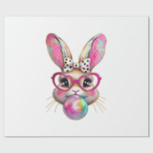 Happy Easter Bunny Coquette Bow Brushstroke Easter Wrapping Paper