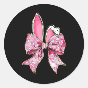 Happy Easter Bunny Coquette Bow Ears Girls Teen Wo Classic Round Sticker