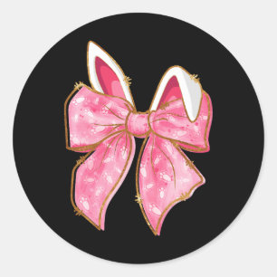 Happy Easter Bunny Coquette Bow Rabbit Ears Women Classic Round Sticker