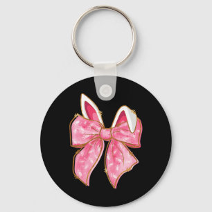 Happy Easter Bunny Coquette Bow Rabbit Ears Women  Key Ring