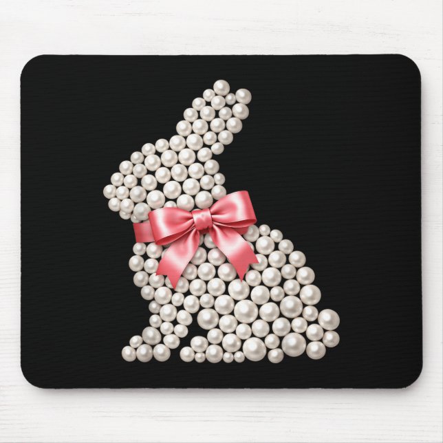 Happy Easter Bunny Coquette Pearls Spring Rabbit Mouse Mat (Front)