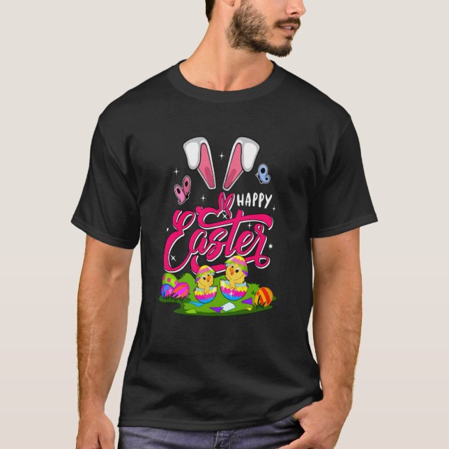 Happy Easter Bunny Costume Chicks In Chocolate Egg T-Shirt (Front)