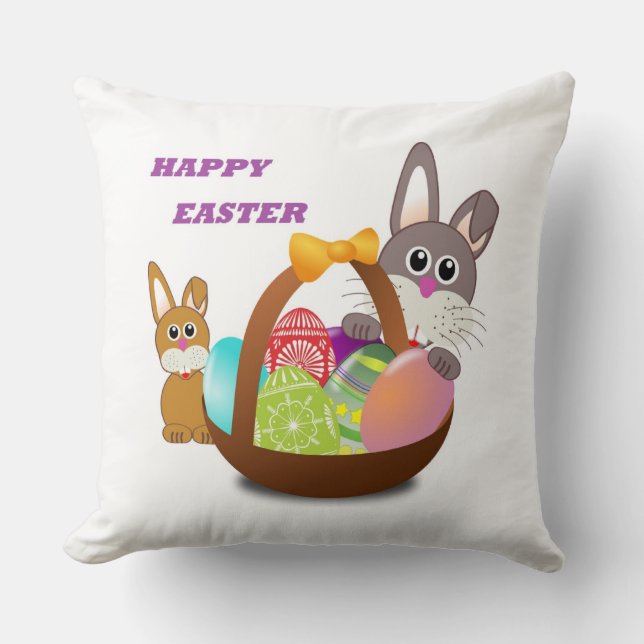 "HAPPY EASTER" BUNNY CUSHION (Front)
