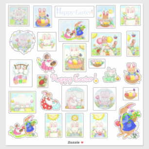 Happy Easter Bunny Custom-Cut Vinyl Stickers