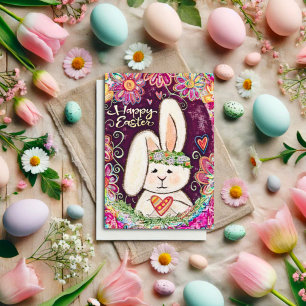 Happy Easter Bunny Cute Fun Kids Inspirivity  Card