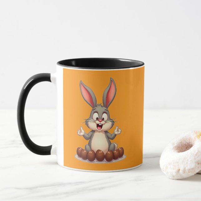 Happy Easter Bunny – Cute Rabbit with caneca Mug (With Donut)