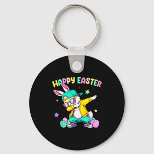 Happy easter bunny dabing for kids boy girl womenH Key Ring