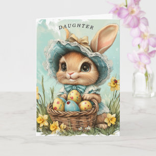 Happy Easter Bunny Daughter Daffodils Ladybug  Card