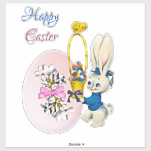 Happy Easter Bunny Decorative Egg Basket Chick