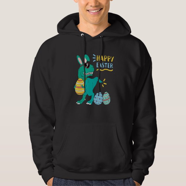 Happy Easter Bunny Dinosaur Rabbit Kids Dino  Outf Hoodie (Front)