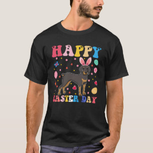 Happy Easter Bunny Doberman Easter Day Groovy T-Shirt