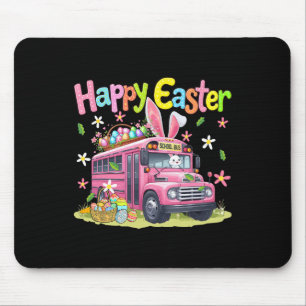 Happy Easter Bunny Driving School Bus Chocolate Eg Mouse Mat