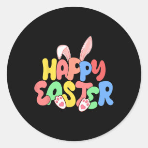 Happy Easter Bunny Ears Egg Hunting Classic Round Sticker