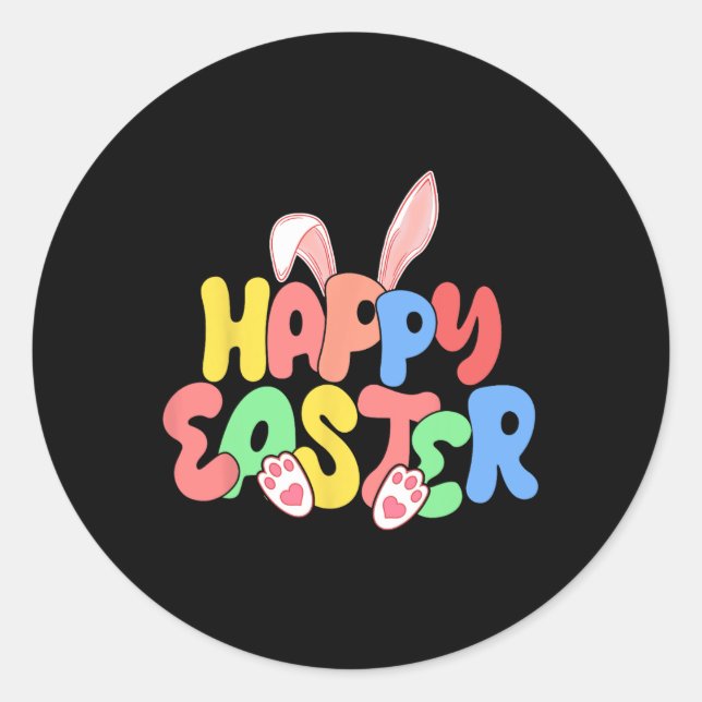 Happy Easter Bunny Ears Egg Hunting  Classic Round Sticker (Front)
