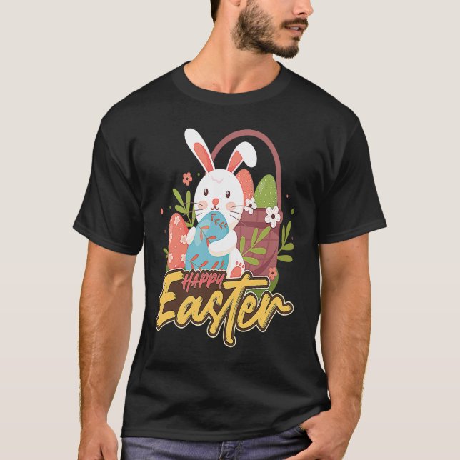 Happy Easter Bunny Ears Eggs Rabbit Celebrate Egg  T-Shirt (Front)