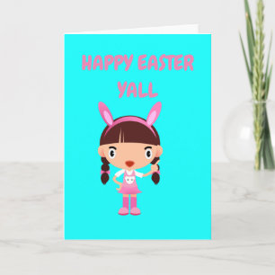 Happy easter bunny ears girl holiday card