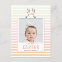 Happy Easter Bunny Ears Picture Holiday Postcard