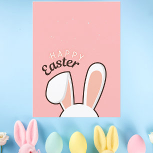 Happy Easter Bunny Ears Pink Postcard