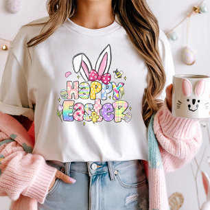 Happy Easter Bunny Ears Shirt, Spring Pastel T-Shirt