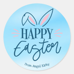 Happy Easter Bunny Ears, Simple Classic Round Sticker