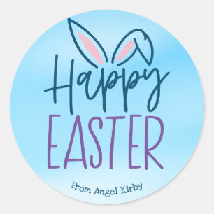 Happy Easter Bunny Ears, Simple Classic Round Sticker