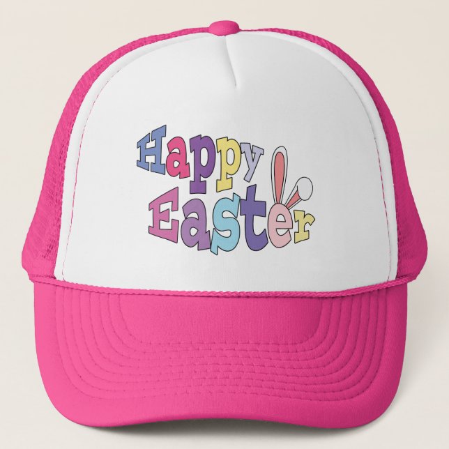 Happy Easter Bunny Ears Trucker Hat (Front)