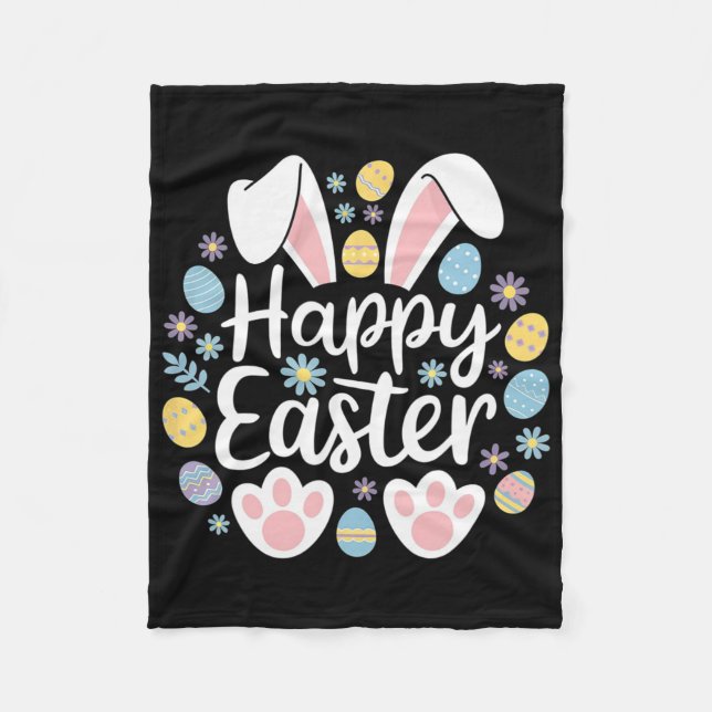 Happy Easter Bunny Easter Egg Hunt Squad Easter Wo Fleece Blanket (Front)