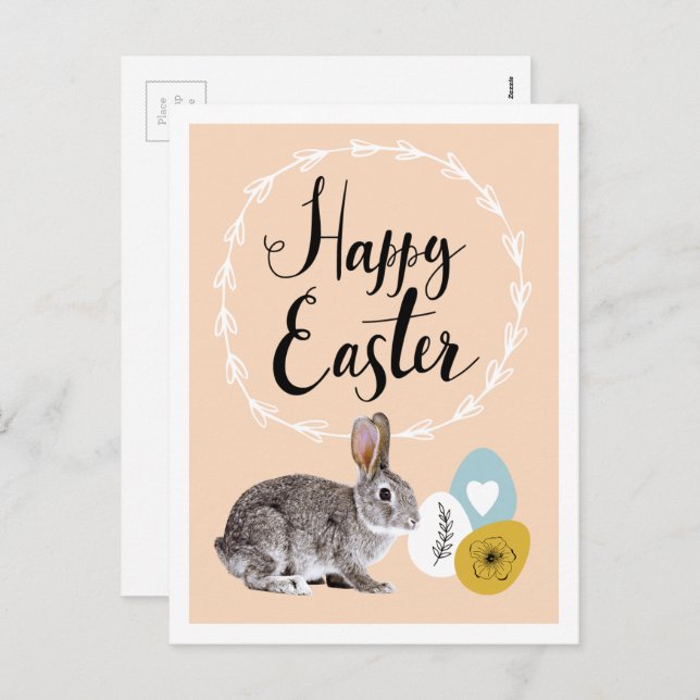 Happy Easter. Bunny & Easter Eggs Postcards (Front/Back)