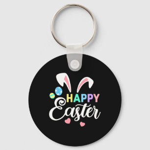 Happy Easter Bunny Easter Eggs Rabbit Ears Womens Key Ring