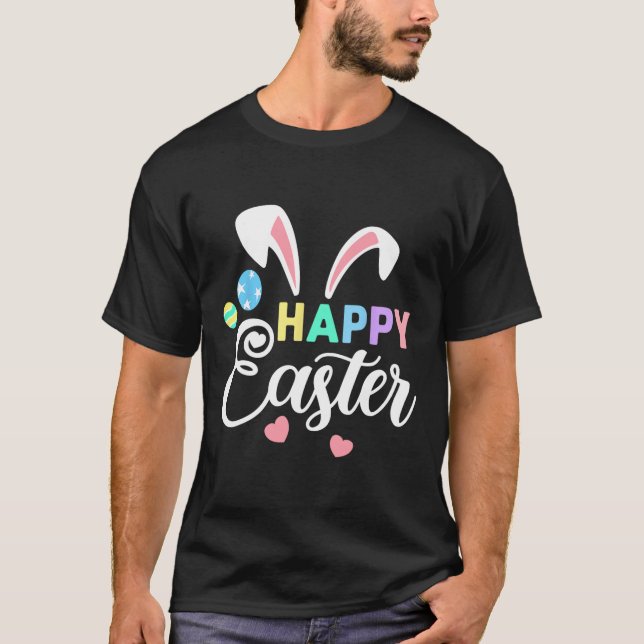 Happy Easter Bunny Easter Eggs Rabbit Ears Womens  T-Shirt (Front)