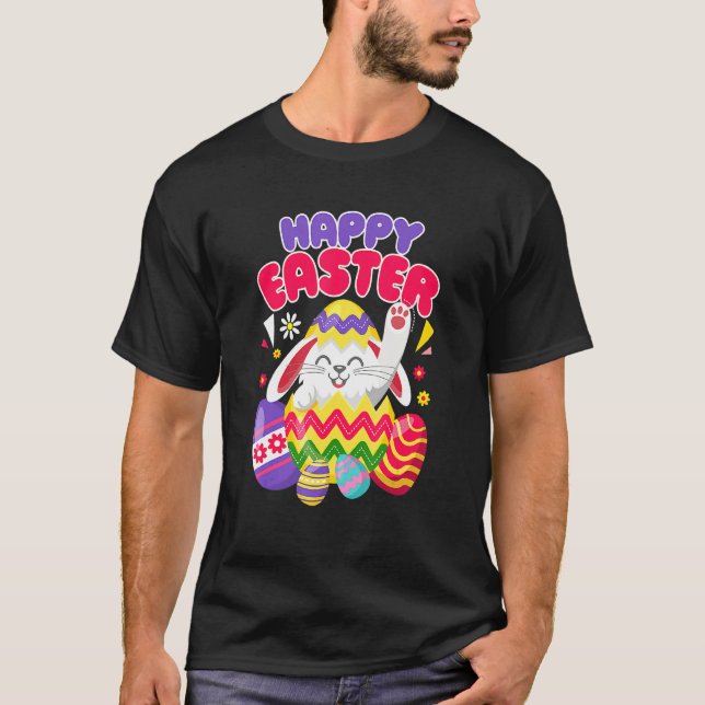 Happy Easter Bunny Easter Eggs T-Shirt (Front)
