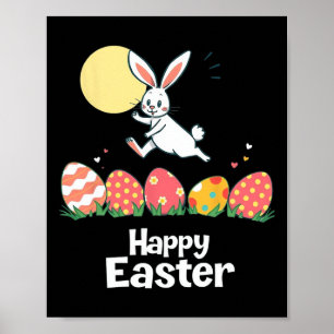 Happy Easter Bunny Easter Outfit Egg Nest Flower R Poster