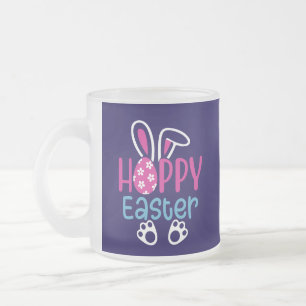 Happy Easter Bunny Egg Cute Spring Design Frosted Glass Coffee Mug
