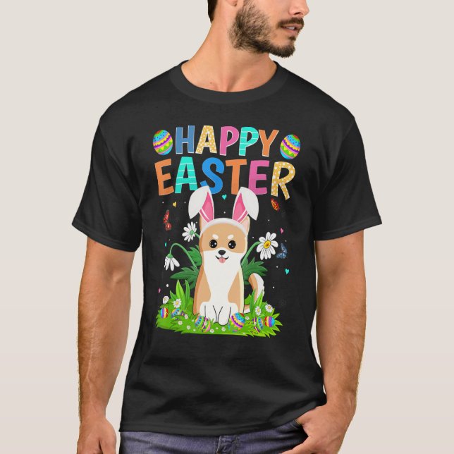 Happy Easter Bunny Egg Funny Akita Inu Dog Easter  T-Shirt (Front)