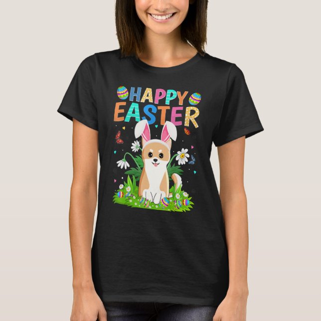 Happy Easter Bunny Egg Funny Akita Inu Dog Easter  T-Shirt (Front)