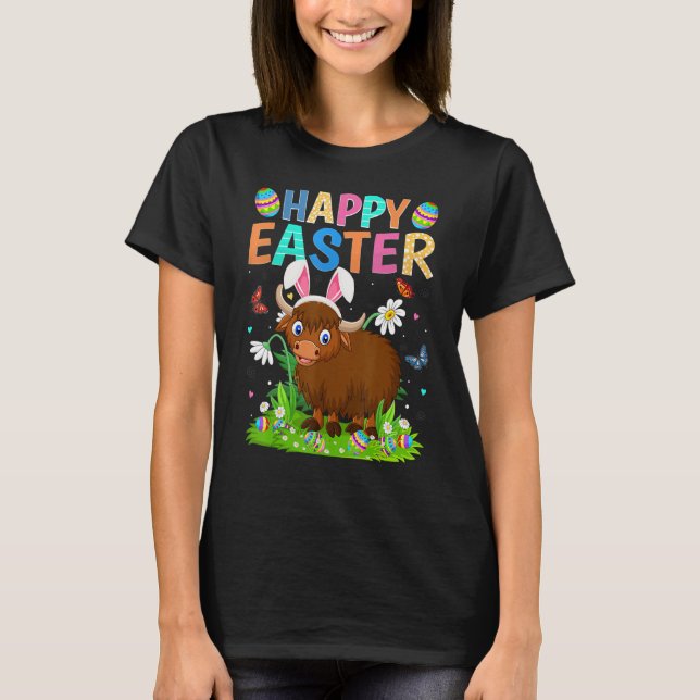 Happy Easter Bunny Egg Funny Buffalo Easter Sunday T-Shirt (Front)