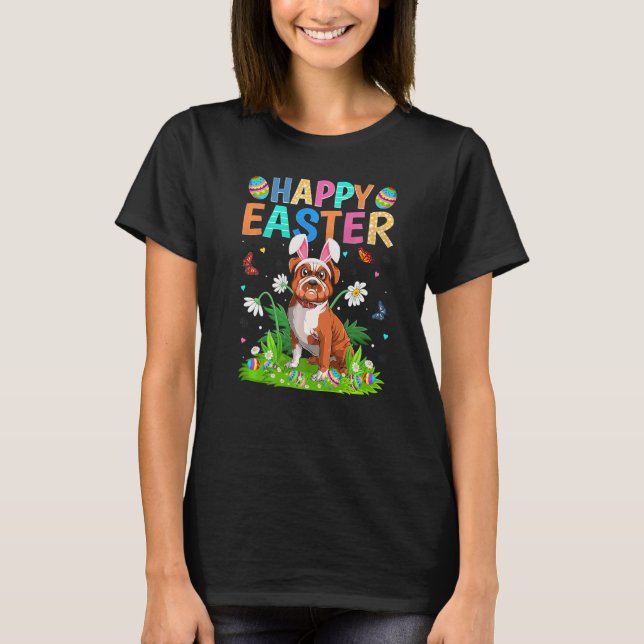 Happy Easter Bunny Egg Funny Bulldog Easter Sunday T-Shirt (Front)