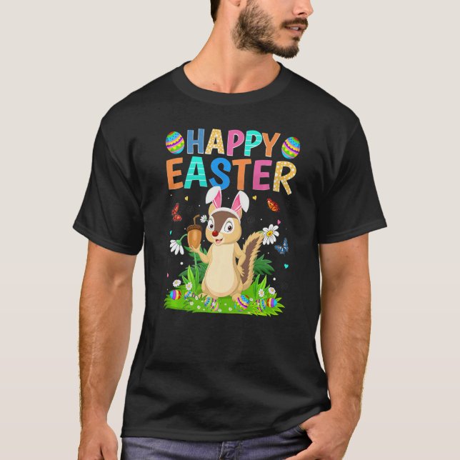 Happy Easter Bunny Egg Funny Chipmunk Easter Sunda T-Shirt (Front)