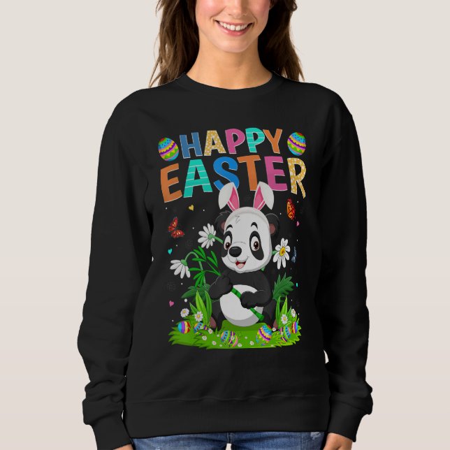 Happy Easter Bunny Egg Funny Panda Easter Sunday Sweatshirt (Front)