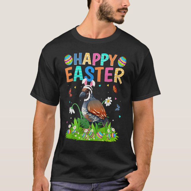 Happy Easter Bunny Egg Funny Quail Bird Easter Sun T-Shirt (Front)