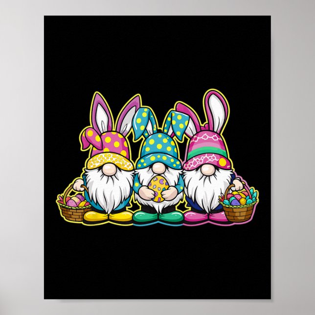 Happy Easter Bunny Egg Hunting And Bysket Gnome Ea Poster (Front)