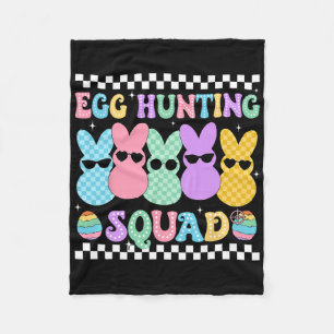 Happy Easter Bunny Egg Hunting Squad Crew Family B Fleece Blanket