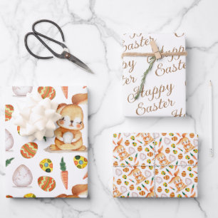 Happy Easter, Bunny & Eggs Coordinated Wrapping Paper Sheet