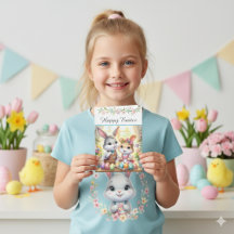 Happy Easter Bunny & Eggs Greeting 