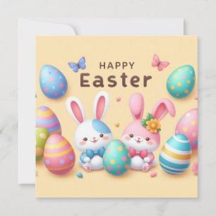 Happy Easter - Bunny Eggs in Pastel Colours Holiday Card