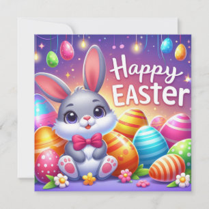 Happy Easter - Bunny Eggs in Pastel Colours Holiday Card