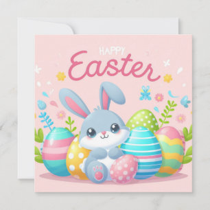 Happy Easter - Bunny Eggs in Pastel Colours Holiday Card