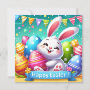 Happy Easter - Bunny Eggs in Pastel Colours Holiday Card