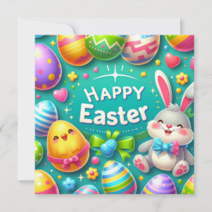 Happy Easter - Bunny Eggs in Vibrant Colours Holiday Card